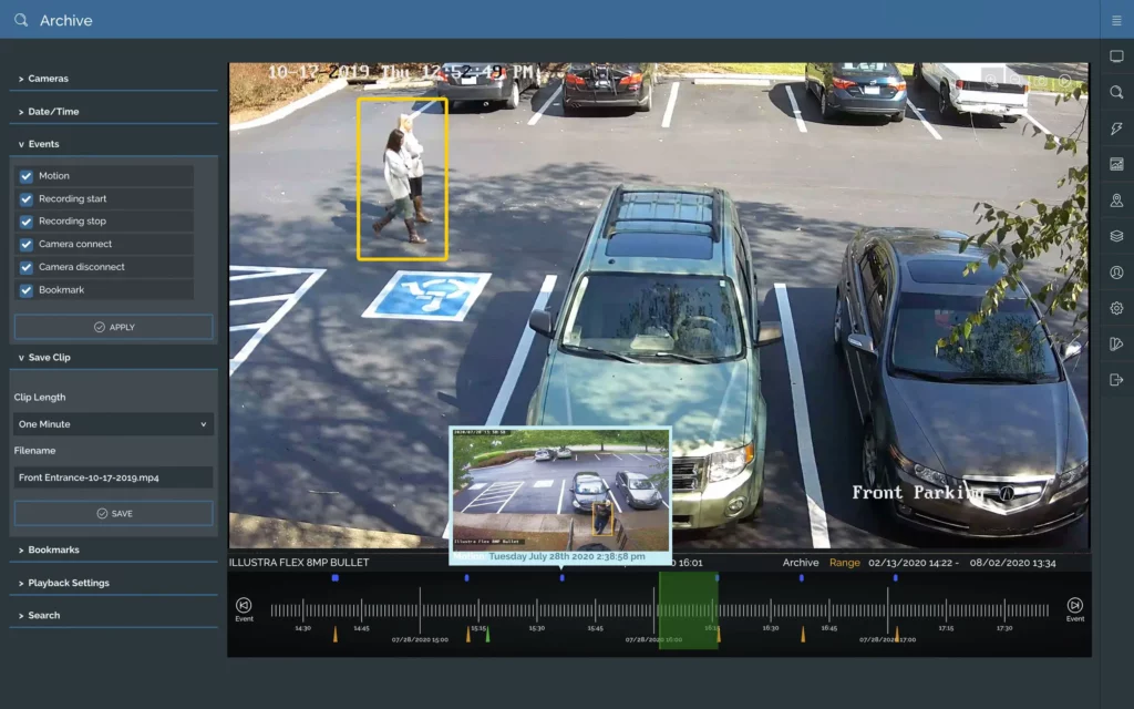 Cloudvue Video Search and Playback interface