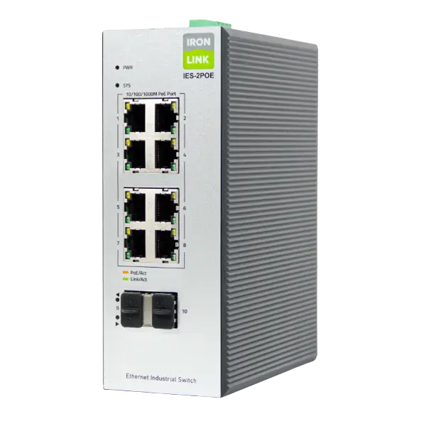 IronLink Industrial Hardened 8 Port PoE+ Managed Switch