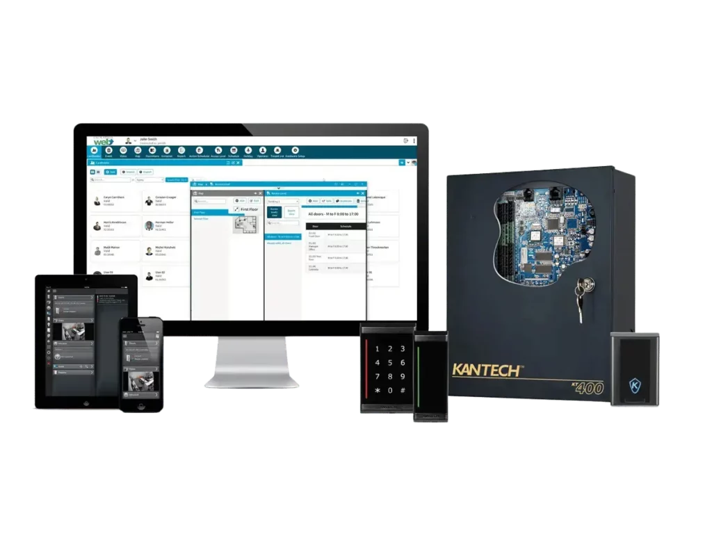 Kantech Collage - Access Control Solutions Overview with KT-400 Controller and Mobile Integration.
