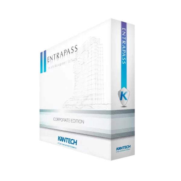 Image of Kantech Entrapass Corporate Edition software box for enterprise security management.